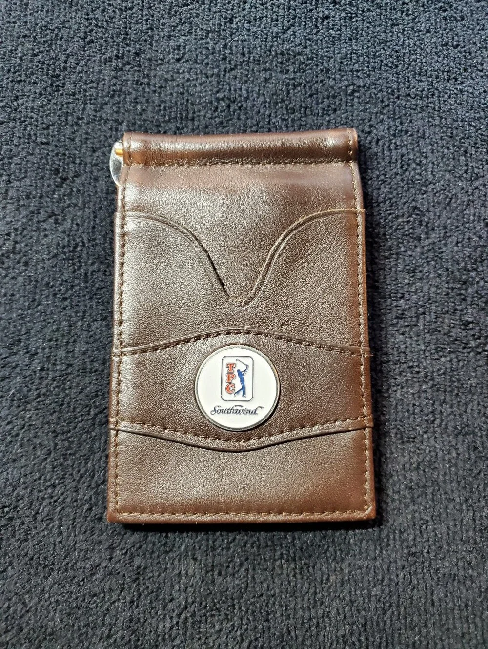 TPC Golf Genuine Leather Bifold Front Money Clip &  Card Holder Wallet